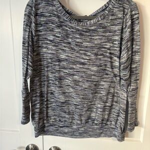 LOFT Blue and Gray Textured Knit Top